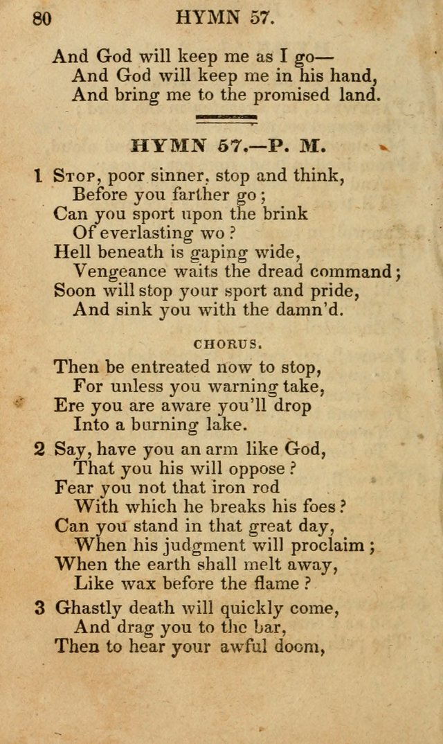 The New and Improved Camp Meeting Hymn Book; being a choice selection of hymns from the most approved authors designed to aid in the public and private devotion of Christians (4th ed. Stereotype) page 80