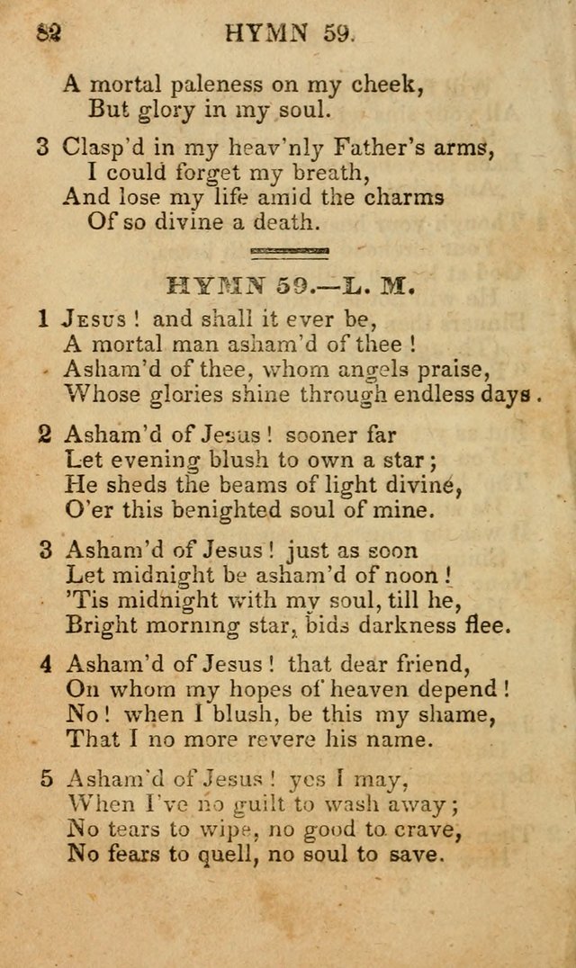 The New and Improved Camp Meeting Hymn Book; being a choice selection of hymns from the most approved authors designed to aid in the public and private devotion of Christians (4th ed. Stereotype) page 82