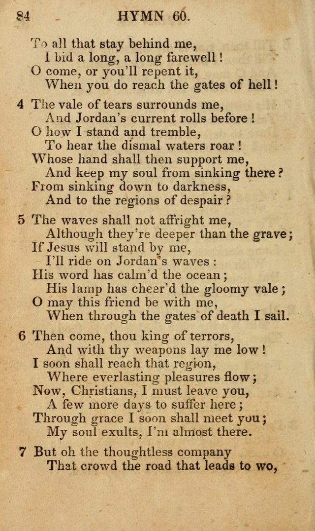 The New and Improved Camp Meeting Hymn Book; being a choice selection of hymns from the most approved authors designed to aid in the public and private devotion of Christians (4th ed. Stereotype) page 84