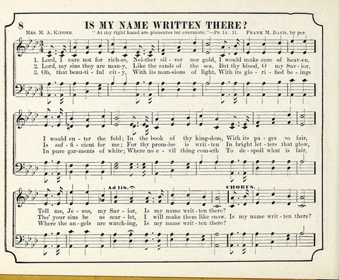 New Joy Bells: a collection of choice music for the Sunday-school, embracing several first prize songs written for the national content, besides a select variety of new songs never published before page 8