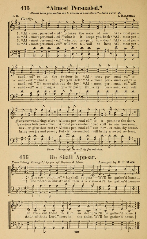 The New Jubilee Harp: or Christian hymns and song. a new collection of hymns and tunes for public and social worship page 250