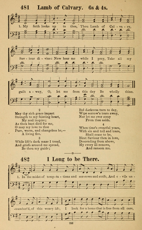 The New Jubilee Harp: or Christian hymns and song. a new collection of hymns and tunes for public and social worship page 288