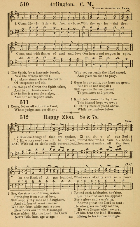 The New Jubilee Harp: or Christian hymns and song. a new collection of hymns and tunes for public and social worship page 302