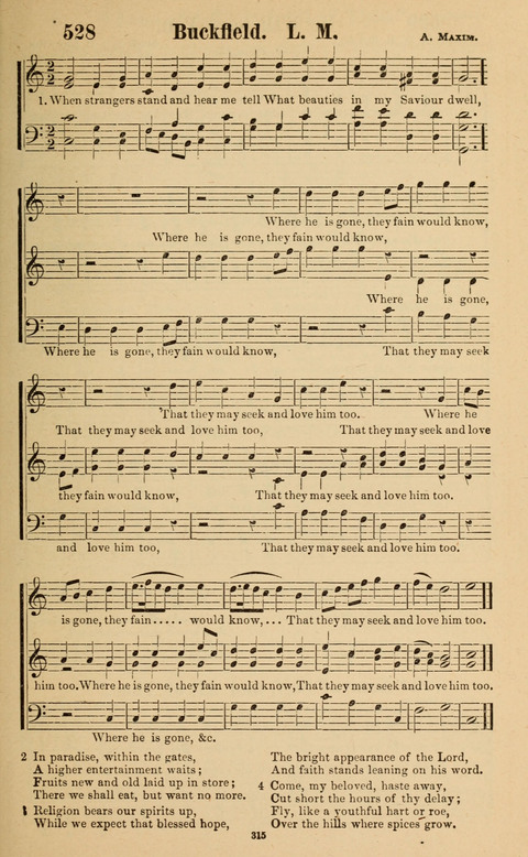 The New Jubilee Harp: or Christian hymns and song. a new collection of hymns and tunes for public and social worship page 315