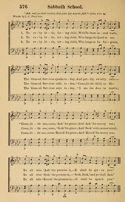 The New Jubilee Harp: or Christian hymns and song. a new collection of hymns and tunes for public and social worship page 354