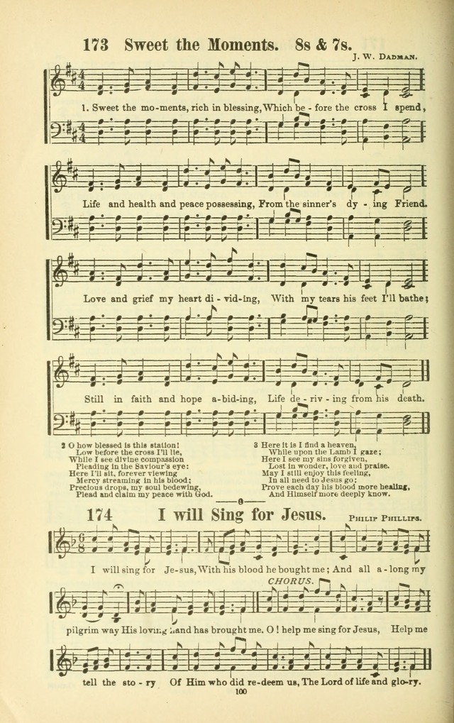 The New Jubilee Harp: or Christian hymns and songs. a new collection of hymns and tunes for public and social worship (With supplement) page 100