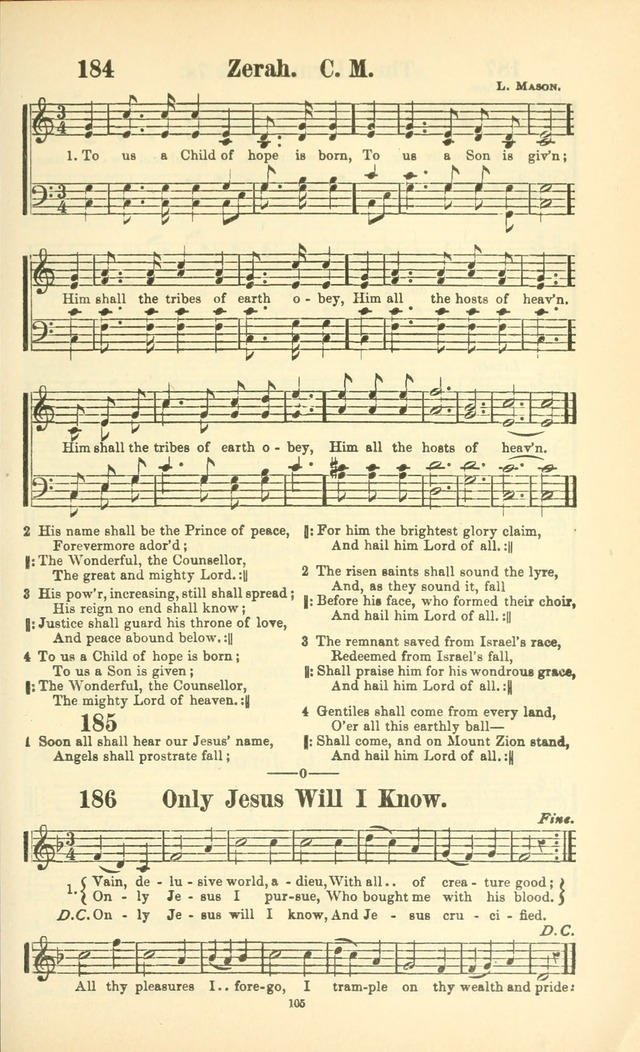 The New Jubilee Harp: or Christian hymns and songs. a new collection of hymns and tunes for public and social worship (With supplement) page 105