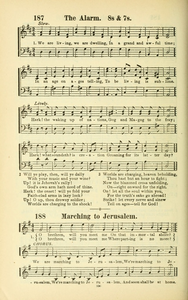 The New Jubilee Harp: or Christian hymns and songs. a new collection of hymns and tunes for public and social worship (With supplement) page 106