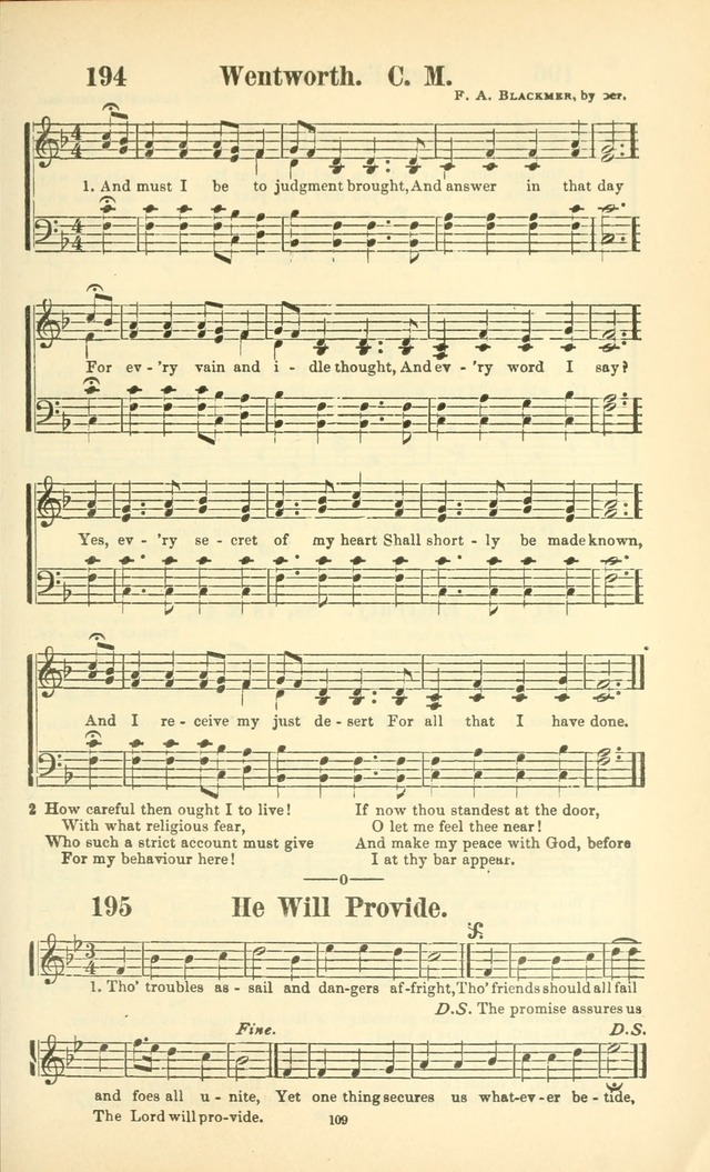 The New Jubilee Harp: or Christian hymns and songs. a new collection of hymns and tunes for public and social worship (With supplement) page 109