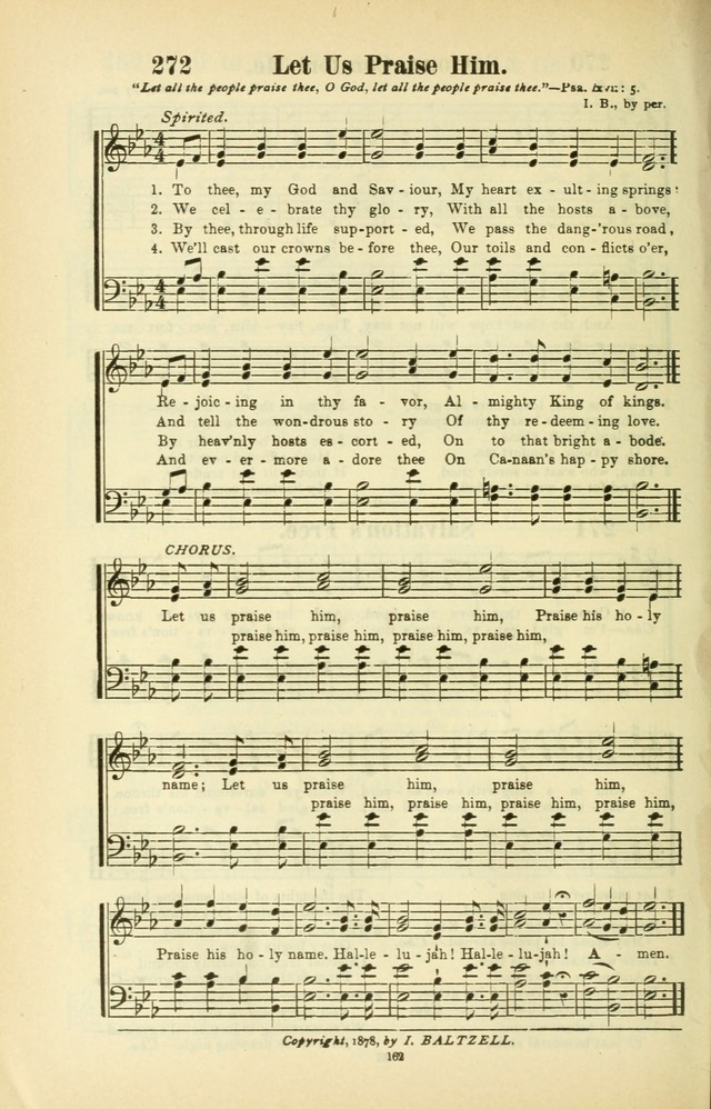 The New Jubilee Harp: or Christian hymns and songs. a new collection of hymns and tunes for public and social worship (With supplement) page 162
