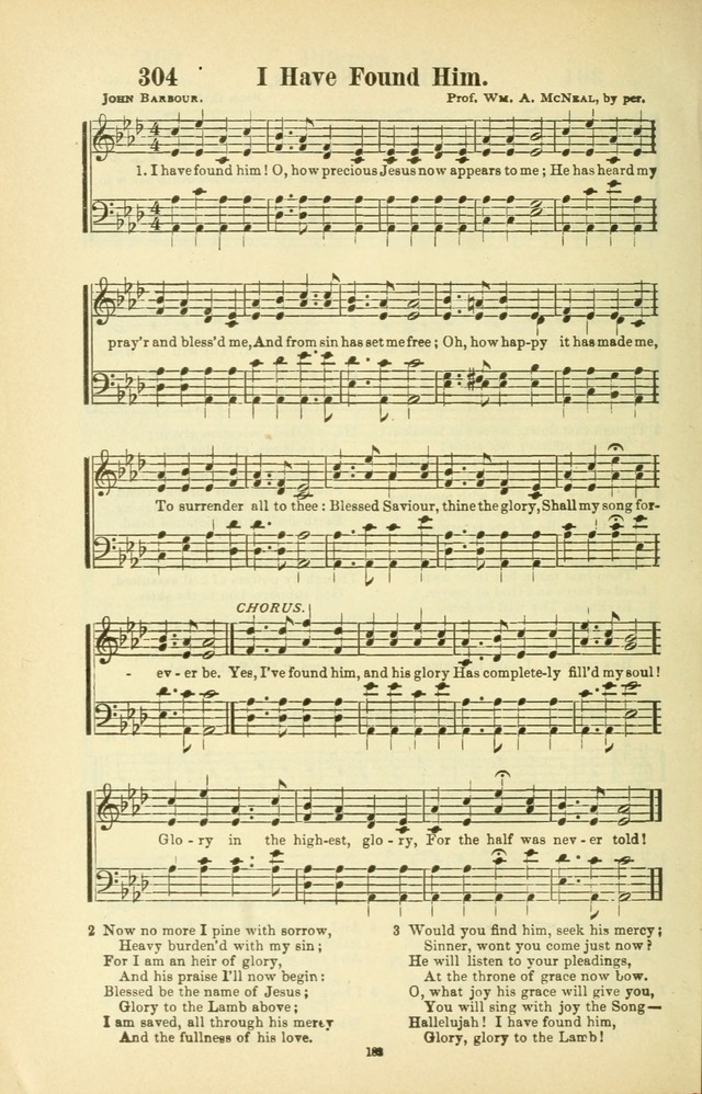 The New Jubilee Harp: or Christian hymns and songs. a new collection of hymns and tunes for public and social worship (With supplement) page 182