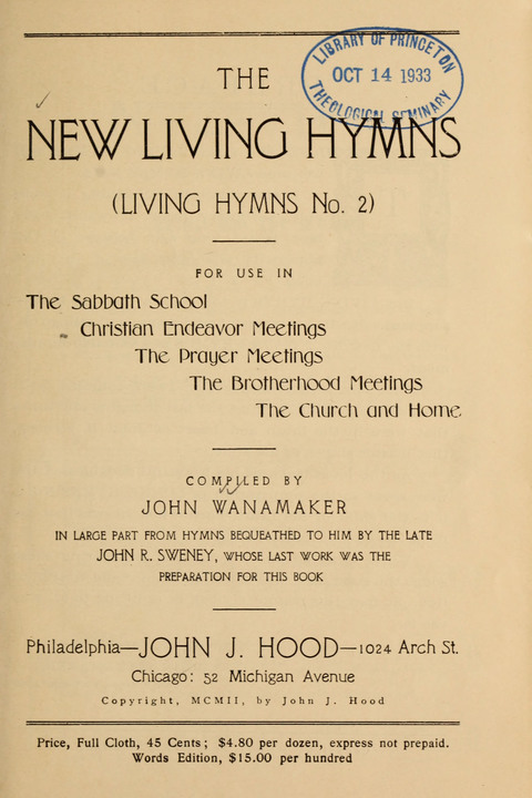 The New Living Hymns (Living Hymns No. 2) page iv
