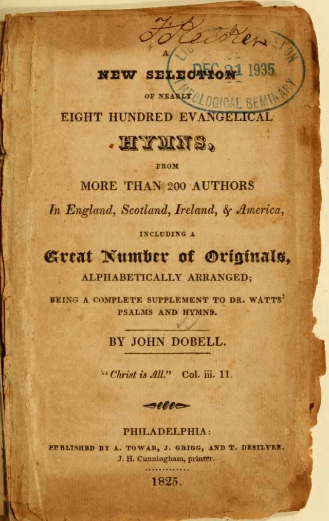A New Selection of Nearly Eight Hundred Evangelical Hymns, from More than  200 Authors in England, Scotland, Ireland, & America, including a great number of originals, alphabetically arranged page 6
