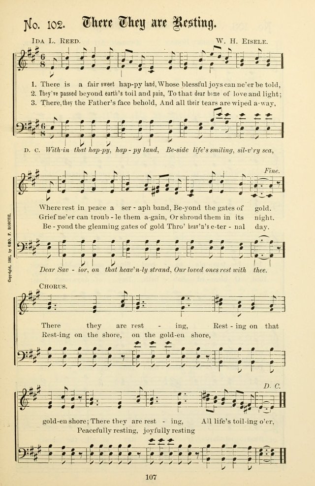 The New Song: for the Sunday school, societies of Christian Endeavor, and other religious exercises page 107