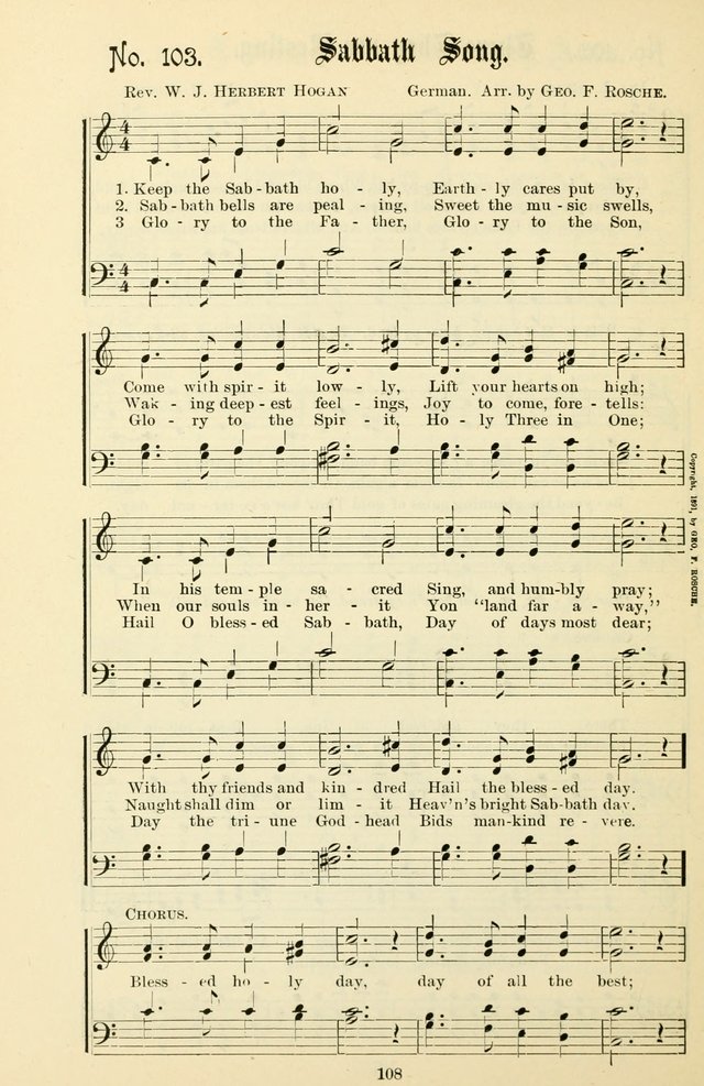 The New Song: for the Sunday school, societies of Christian Endeavor, and other religious exercises page 108