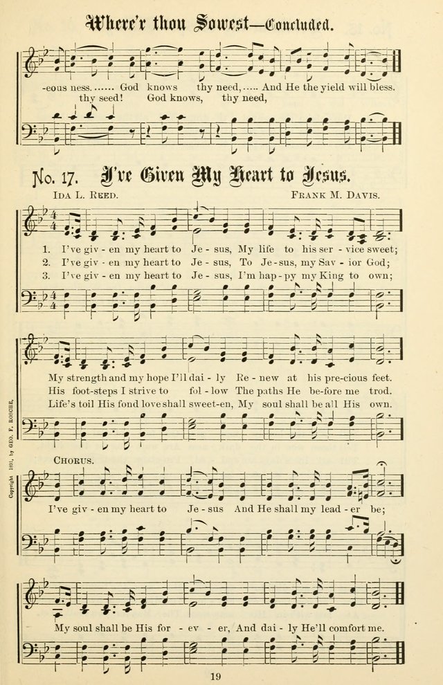 The New Song: for the Sunday school, societies of Christian Endeavor, and other religious exercises page 19