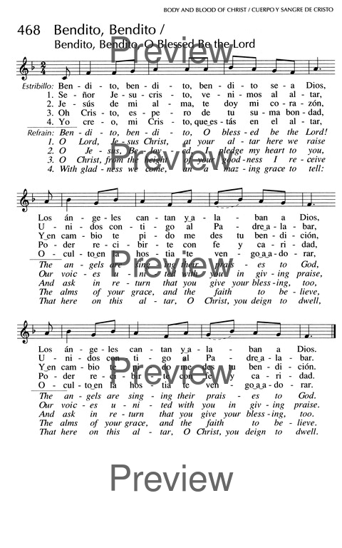 Oramos Cantando = We Pray In Song 468. Bendito, bendito, bendito sea Dios  (O Lord, Jesus Christ, at your alter here we raise) | Hymnary.org
