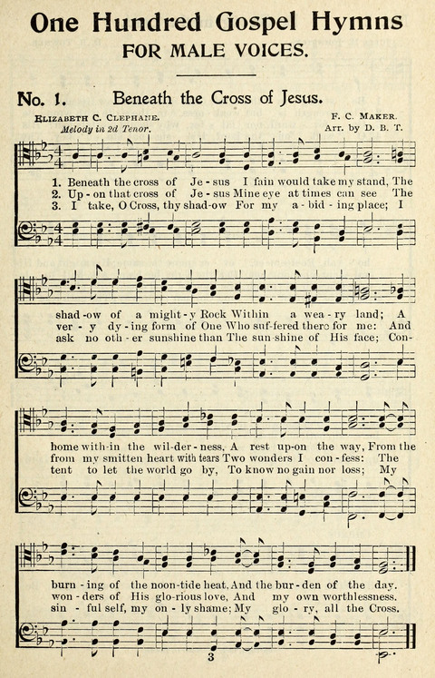 One Hundred Gospel Hymns: for male voices page 1