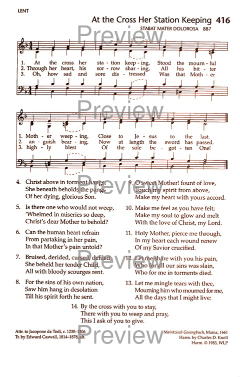 At the Cross Her Station Keeping | Hymnary.org