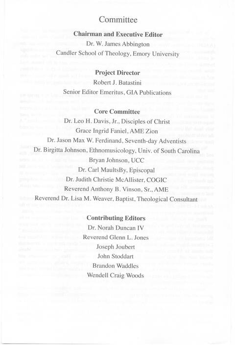 One Lord, One Faith, One Baptism: an African American ecumenical hymnal page iii