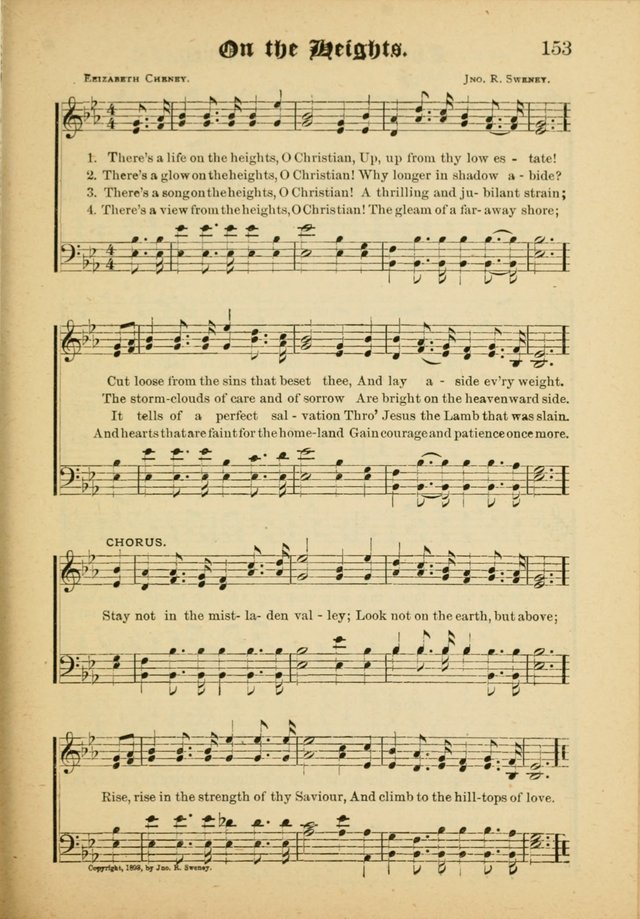 Our Praise in Song: a collection of hymns and sacred melodies, adapted for use by Sunday schools, Endeavor societies, Epworth Leagues, evangelists, pastors, choristers, etc. page 153