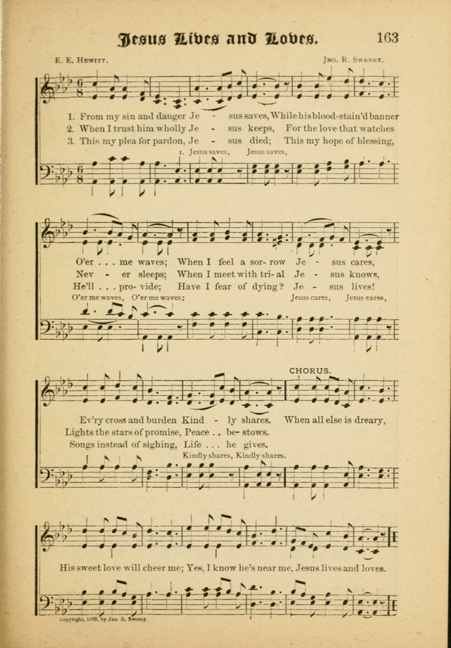 Our Praise in Song: a collection of hymns and sacred melodies, adapted for use by Sunday schools, Endeavor societies, Epworth Leagues, evangelists, pastors, choristers, etc. page 163