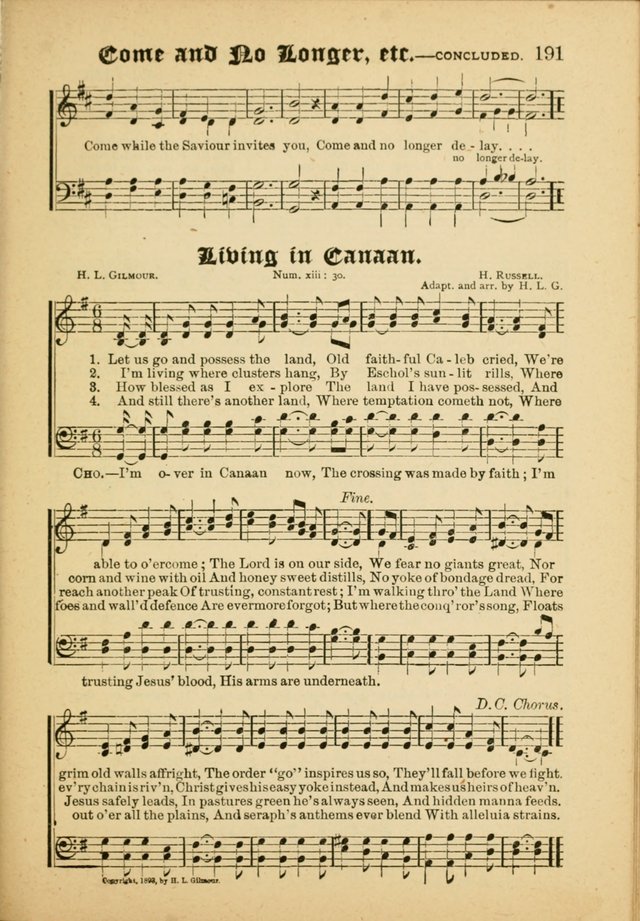 Our Praise in Song: a collection of hymns and sacred melodies, adapted for use by Sunday schools, Endeavor societies, Epworth Leagues, evangelists, pastors, choristers, etc. page 191