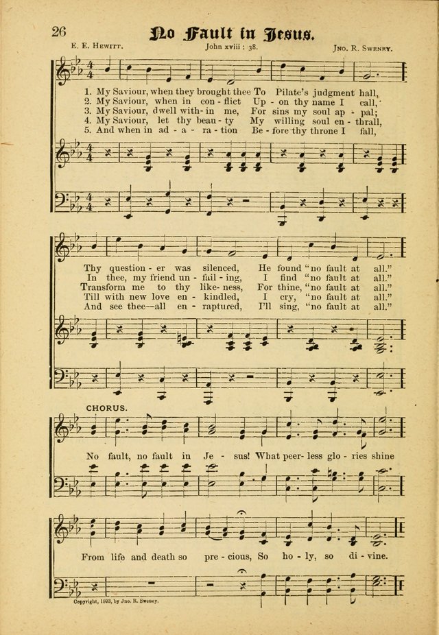 Our Praise in Song: a collection of hymns and sacred melodies, adapted for use by Sunday schools, Endeavor societies, Epworth Leagues, evangelists, pastors, choristers, etc. page 26