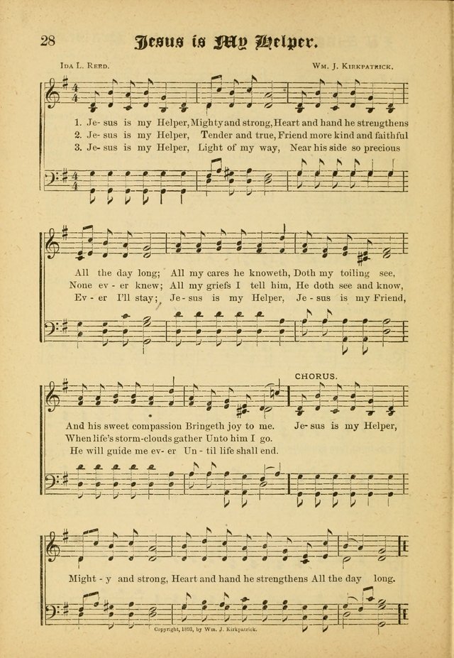 Our Praise in Song: a collection of hymns and sacred melodies, adapted for use by Sunday schools, Endeavor societies, Epworth Leagues, evangelists, pastors, choristers, etc. page 28
