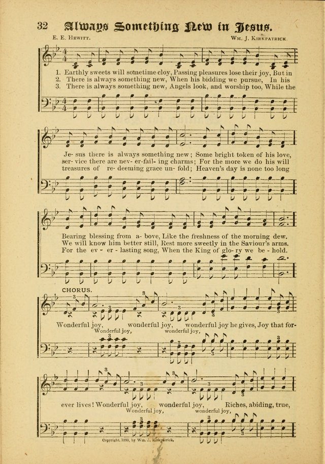 Our Praise in Song: a collection of hymns and sacred melodies, adapted for use by Sunday schools, Endeavor societies, Epworth Leagues, evangelists, pastors, choristers, etc. page 32