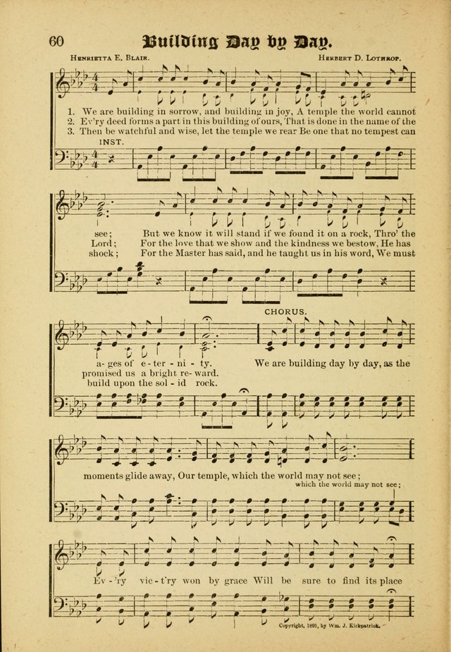 Our Praise in Song: a collection of hymns and sacred melodies, adapted for use by Sunday schools, Endeavor societies, Epworth Leagues, evangelists, pastors, choristers, etc. page 60