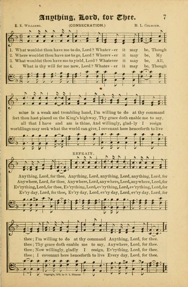 Our Praise in Song: a collection of hymns and sacred melodies, adapted for use by Sunday schools, Endeavor societies, Epworth Leagues, evangelists, pastors, choristers, etc. page 7