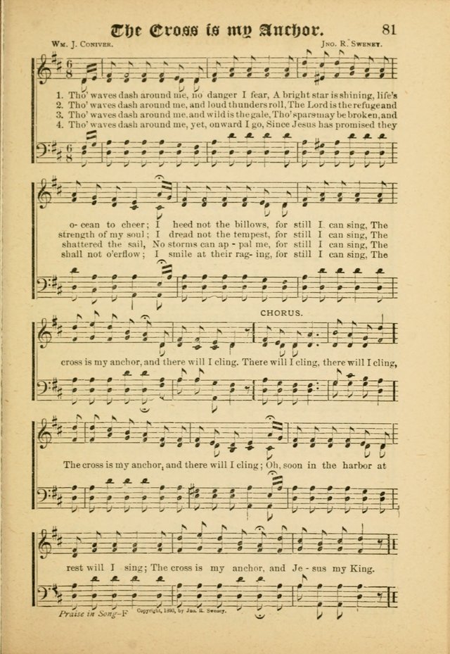 Our Praise in Song: a collection of hymns and sacred melodies, adapted for use by Sunday schools, Endeavor societies, Epworth Leagues, evangelists, pastors, choristers, etc. page 81