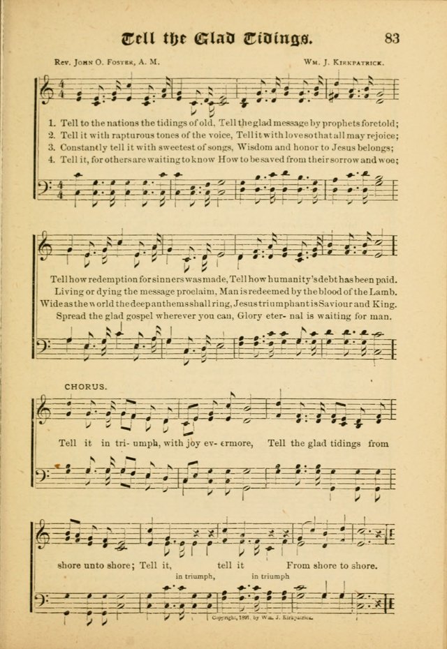Our Praise in Song: a collection of hymns and sacred melodies, adapted for use by Sunday schools, Endeavor societies, Epworth Leagues, evangelists, pastors, choristers, etc. page 83