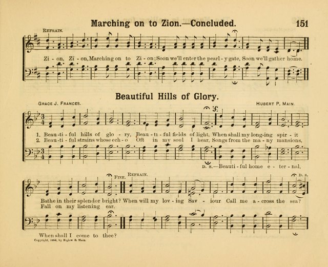 Our Song Book: a collection of songs selected and edited expressly for the Sunday School of the First Baptist Peddie Memorial Church, Newark, N. J. page 150