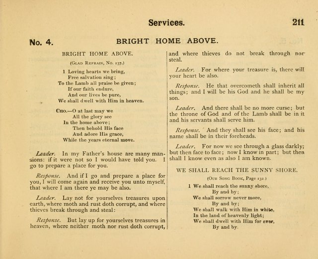 Our Song Book: a collection of songs selected and edited expressly for the Sunday School of the First Baptist Peddie Memorial Church, Newark, N. J. page 210