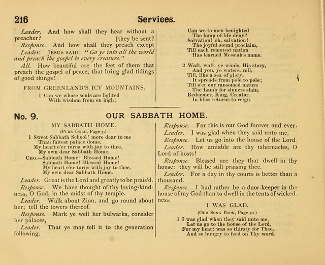 Our Song Book: a collection of songs selected and edited expressly for the Sunday School of the First Baptist Peddie Memorial Church, Newark, N. J. page 215