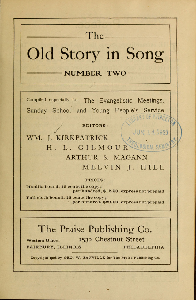 The Old Story in Song Number Two page iv