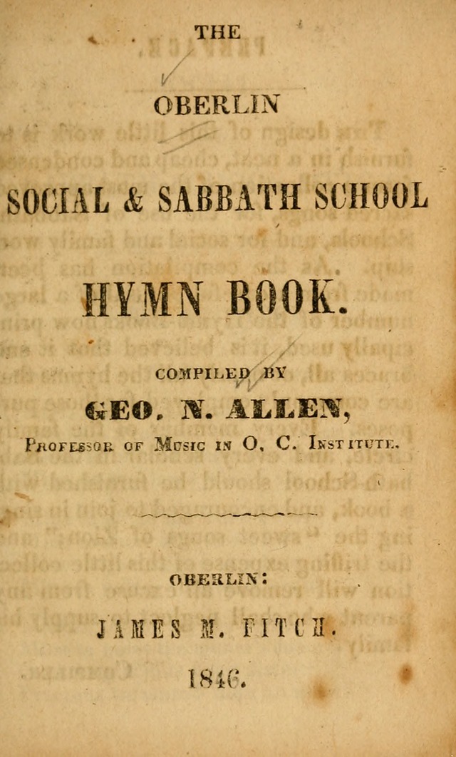Oberlin social & sabbath school hymn book page 1