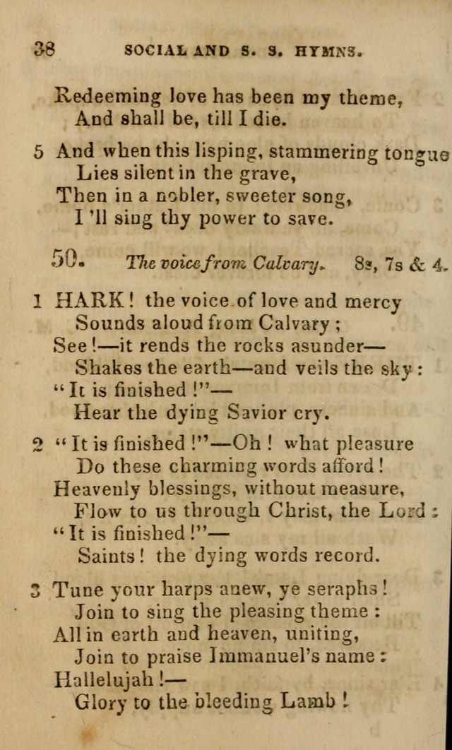 Oberlin social & sabbath school hymn book page 38