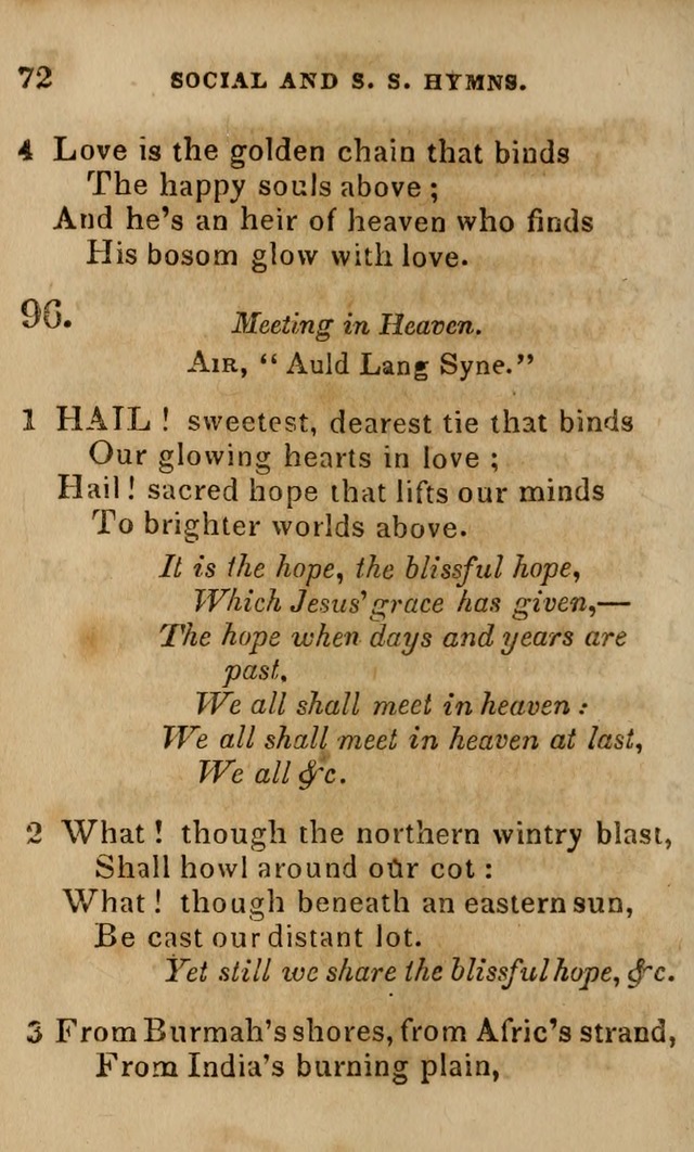 Oberlin social & sabbath school hymn book page 72