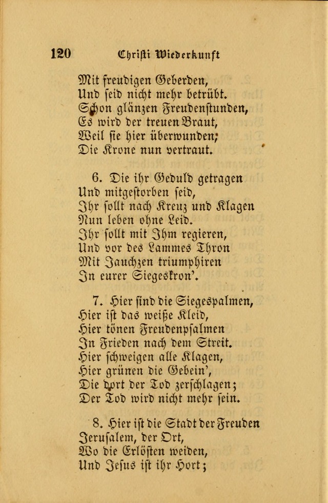 Die Pilgerharfe: eine sammlung evangelischer lieder, für den Gebrauch gläubig getauster Christen und der Gemeinden des Herrn in Nordamerika page 120