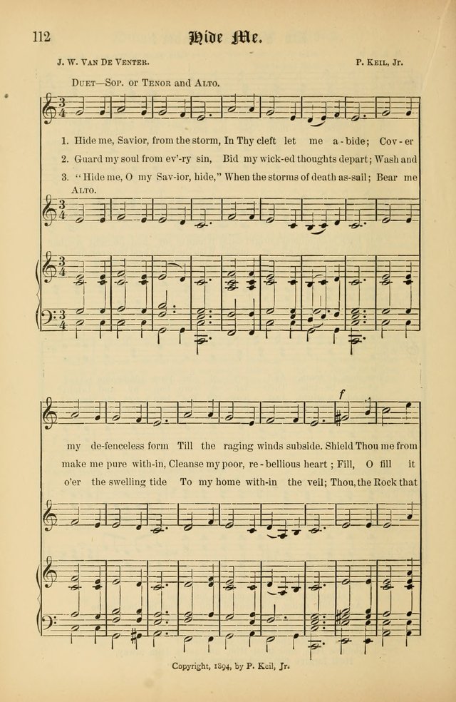 The Peacemaker: a collection of sacred songs and hymns for use in all services of the church, Sunday-school, home circle, and all kinds of evangelistic work page 112