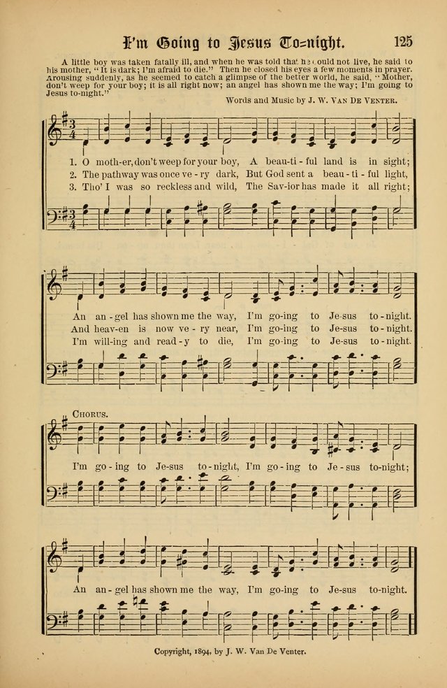 The Peacemaker: a collection of sacred songs and hymns for use in all services of the church, Sunday-school, home circle, and all kinds of evangelistic work page 125
