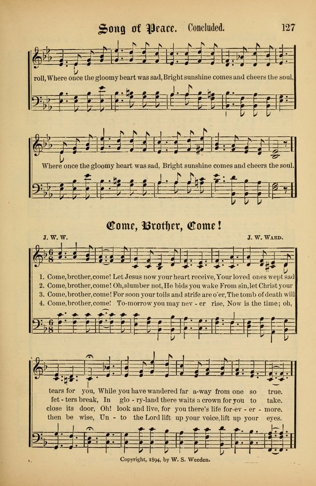 The Peacemaker: a collection of sacred songs and hymns for use in all services of the church, Sunday-school, home circle, and all kinds of evangelistic work page 127