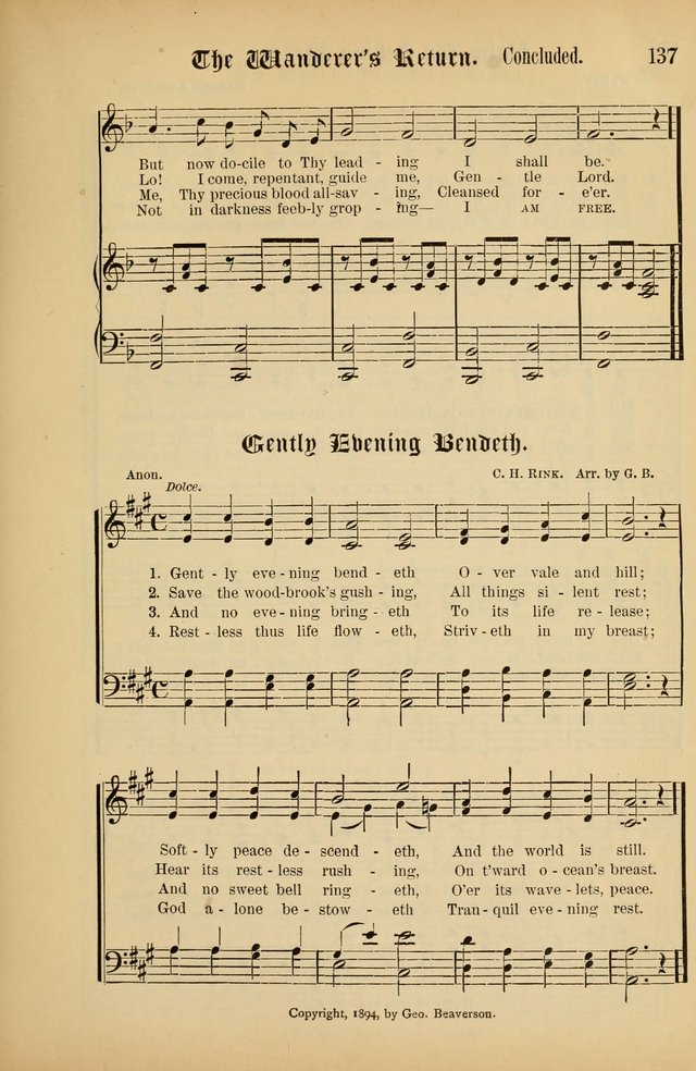 The Peacemaker: a collection of sacred songs and hymns for use in all services of the church, Sunday-school, home circle, and all kinds of evangelistic work page 137