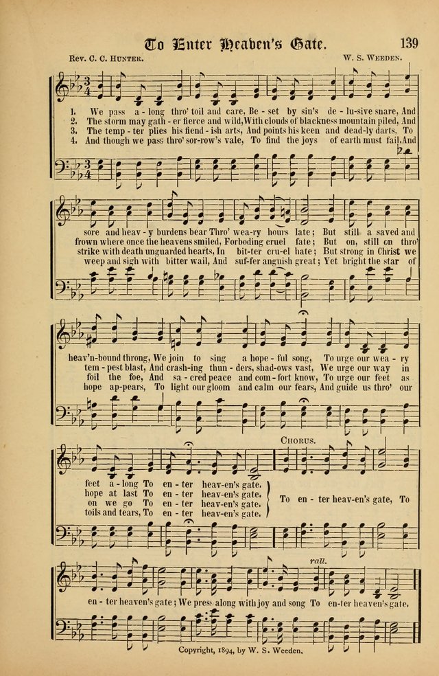 The Peacemaker: a collection of sacred songs and hymns for use in all services of the church, Sunday-school, home circle, and all kinds of evangelistic work page 139