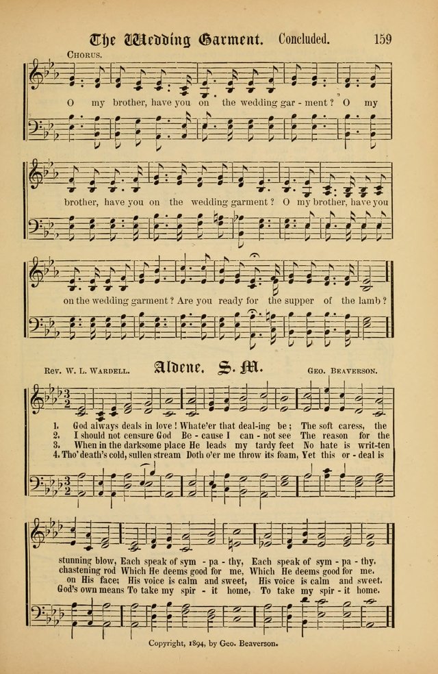 The Peacemaker: a collection of sacred songs and hymns for use in all services of the church, Sunday-school, home circle, and all kinds of evangelistic work page 159