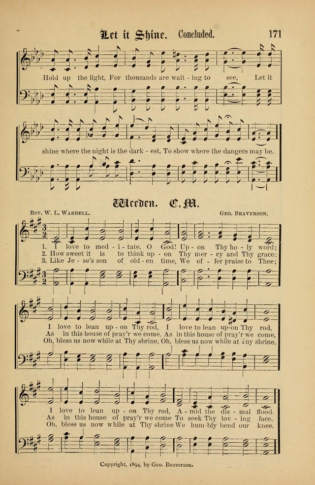 The Peacemaker: a collection of sacred songs and hymns for use in all services of the church, Sunday-school, home circle, and all kinds of evangelistic work page 171