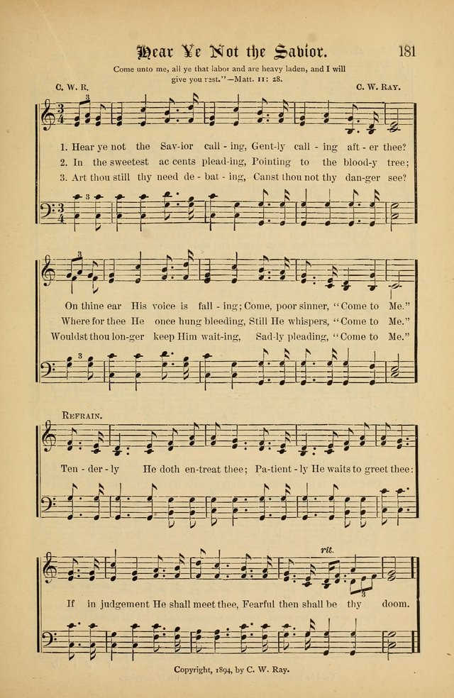 The Peacemaker: a collection of sacred songs and hymns for use in all services of the church, Sunday-school, home circle, and all kinds of evangelistic work page 181